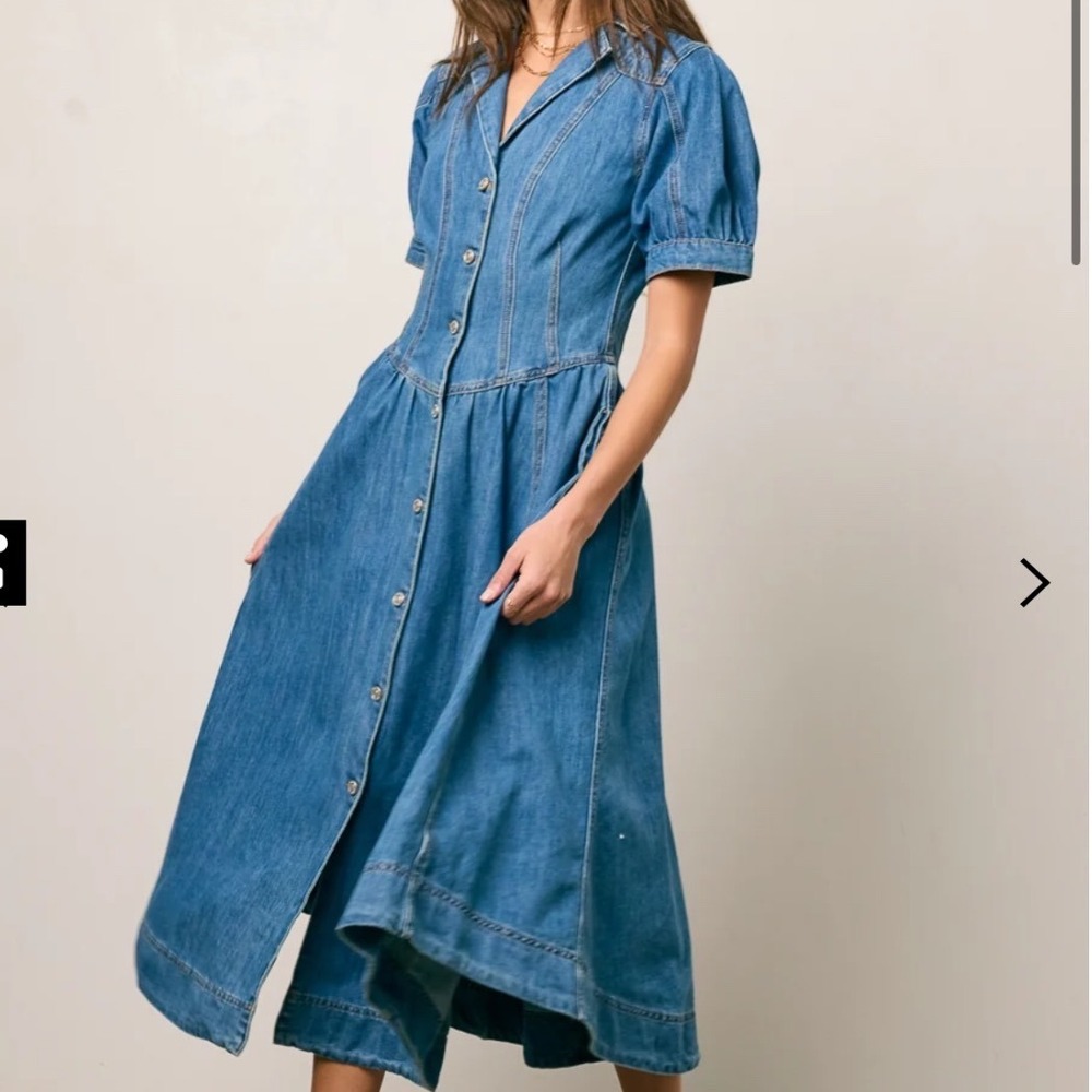 Bohme Mylie Denim Maxi Dress medium wash size small NWT